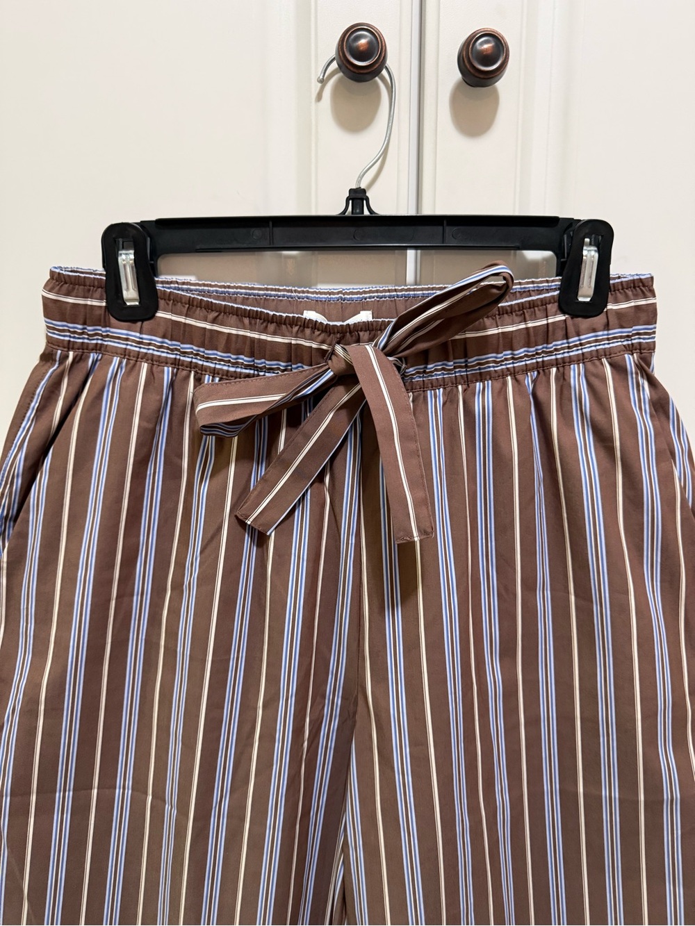 NWT Active USA Brown and Blue wide leg cotton striped pants sz M - Picture 5 of 8